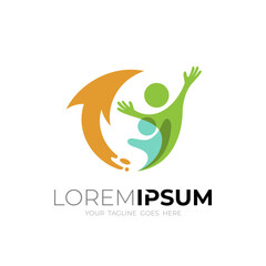 Obraz premium People care logo template, human logo and arrow icons