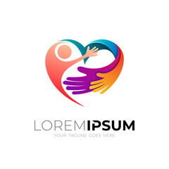 Love and people logo design combination, hand care