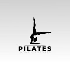 Pilates woman silhouette creative vector stock, black color