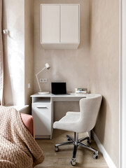 Obraz na płótnie Canvas Photo of a cozy loggia with a workplace