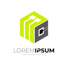 M and C logo design combination, hexagon logo with simple