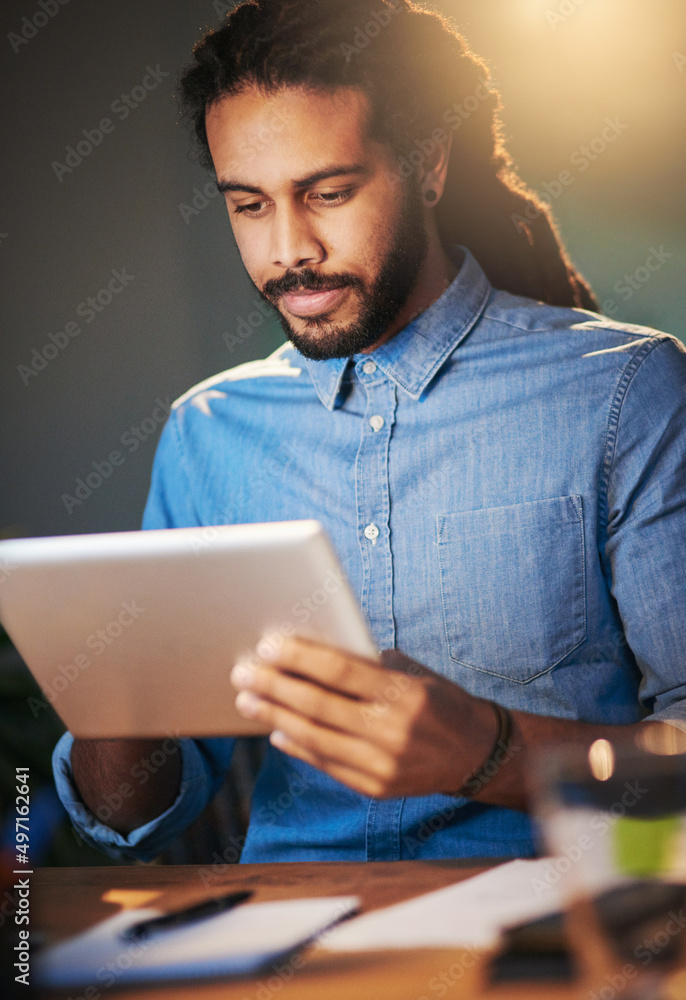Poster be persistent in your search for success. cropped shot of a young designer working late on a digital