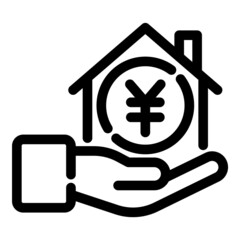 Home Rent Sale Yen Flat Icon Isolated On White Background