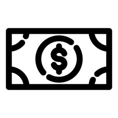 Dollar Currency Bill Money Flat Icon Isolated On White Background