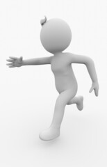 3D Illustration of white character running at full speed