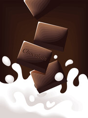 chocolate bars and milk