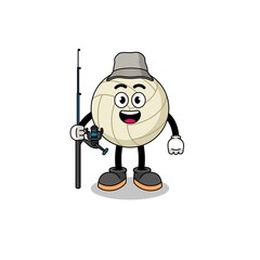 Mascot Illustration of volleyball fisherman