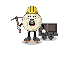 Mascot Illustration of volleyball miner