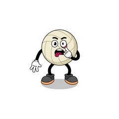 Character Illustration of volleyball with tongue sticking out