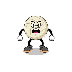 volleyball cartoon illustration with angry expression