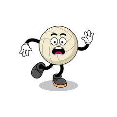 slipping volleyball mascot illustration