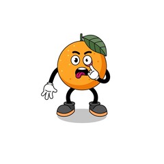 Character Illustration of orange fruit with tongue sticking out
