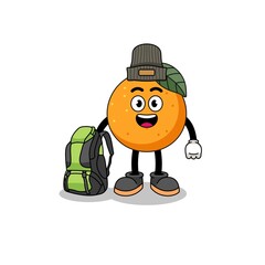 Obraz premium Illustration of orange fruit mascot as a hiker