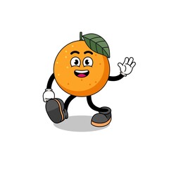 orange fruit cartoon walking