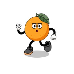 running orange fruit mascot illustration