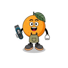 Obraz premium Cartoon Illustration of orange fruit as a barber man