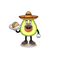 Character cartoon of avocado as a mexican chef