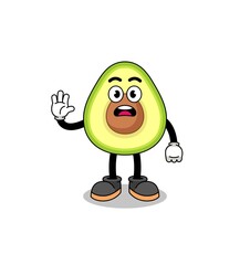 avocado cartoon illustration doing stop hand