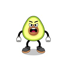 avocado cartoon illustration with angry expression