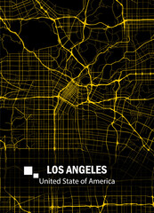 Los Angeles map using dominant colors Black and Yellow