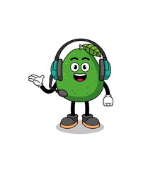 Mascot Illustration of avocado fruit as a customer services