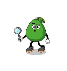 Mascot of avocado fruit searching