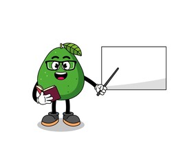 Mascot cartoon of avocado fruit teacher