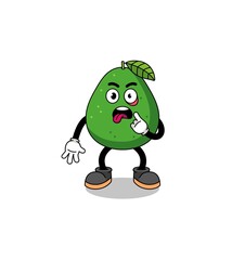 Character Illustration of avocado fruit with tongue sticking out