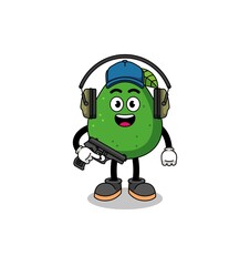 Obraz premium Character mascot of avocado fruit doing shooting range
