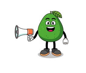 avocado fruit cartoon illustration holding megaphone