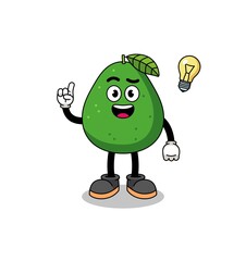 avocado fruit cartoon with get an idea pose