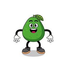 avocado fruit cartoon with surprised gesture