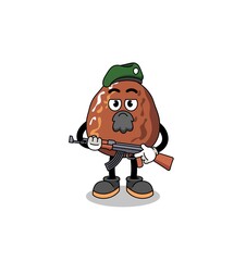 Character cartoon of date fruit as a special force
