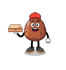 Fototapeta premium date fruit illustration as a pizza deliveryman
