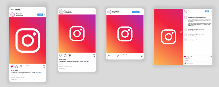 Instagram Social Media Post Vector Mockup Template, Instagram post, comments, reply