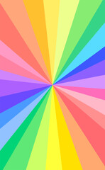 虹色ビビッドカラーの集中線放射背景