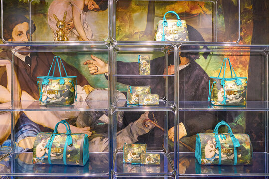 MILAN, ITALY - CIRCA NOVEMBER, 2017: bags on display at Rinascente. Rinascente is a collection of high-end stores.