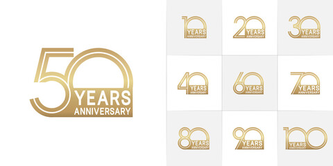 set of anniversary premium collection golden color can be use for celebration event