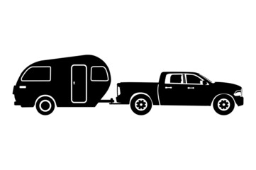 truck and trailer caravan icon logo design vector	