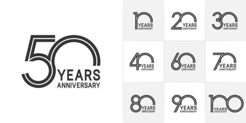 set of anniversary premium collection black color can be use for celebration event