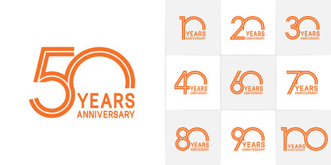set of anniversary premium collection orange color can be use for celebration event