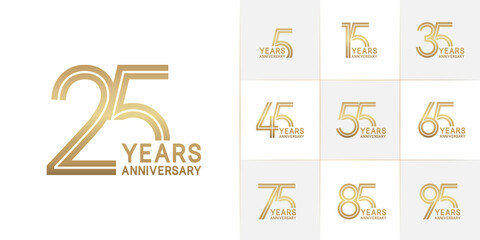 Fototapeta premium set of anniversary premium collection golden color can be use for celebration event