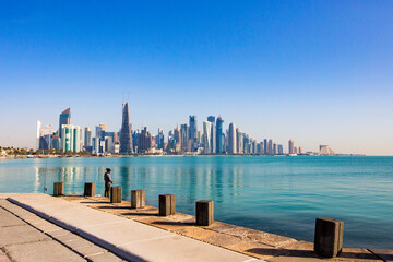 Doha skyline. Modern buildings in Doha downtown, Qatar