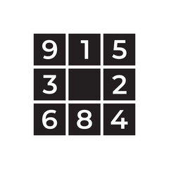 Sudoku board game icon, black and white color illustration