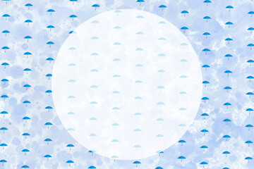 雨傘パターンの背景と円形のフレーム 1