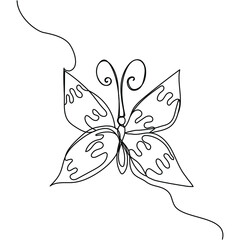 Fototapeta premium Continuous one line drawing of butterfly. Vector illustration