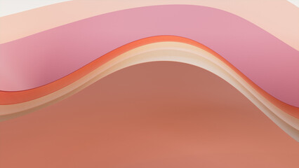 Peach and Cream 3D Waves form a Multicolored abstract wallpaper. 3D Render with copy-space.  