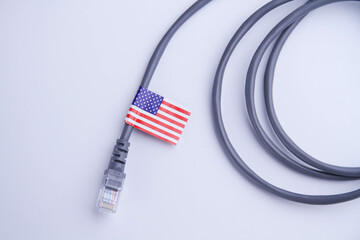 Internet cable with America flag. Internet cable with USA flag.