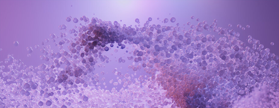 Abstract 3D Wallpaper with Floating Particles. Purple, Pharmaceutical concept.