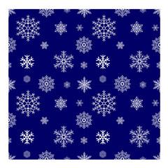 winter seamless pattern of snowflakes, white continuous pattern on red background